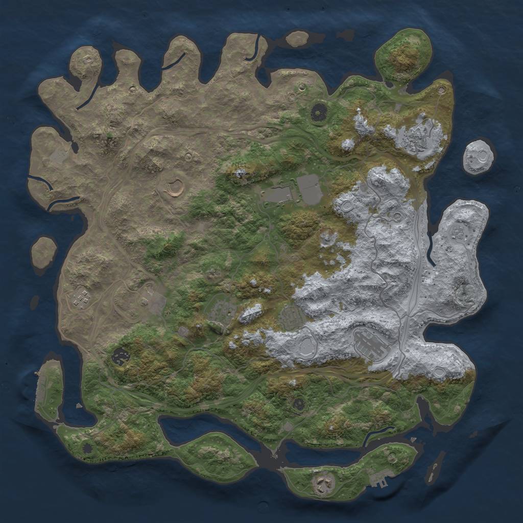 Rust Map: Procedural Map, Size: 4500, Seed: 1810443605, 19 Monuments