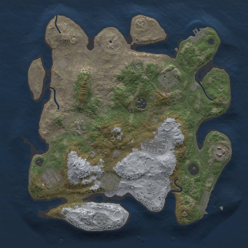 Rust Map: Procedural Map, Size: 3250, Seed: 1966623348, 17 Monuments