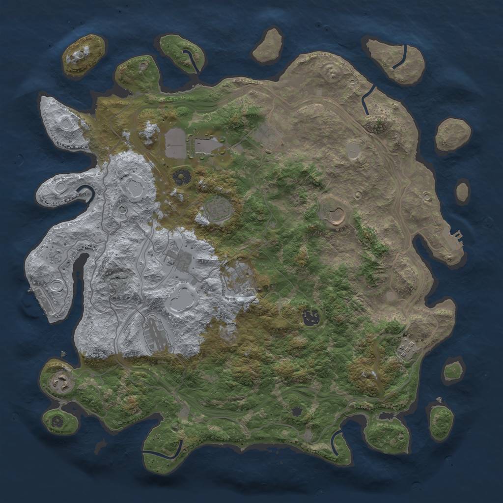 Rust Map: Procedural Map, Size: 4300, Seed: 14888841, 17 Monuments