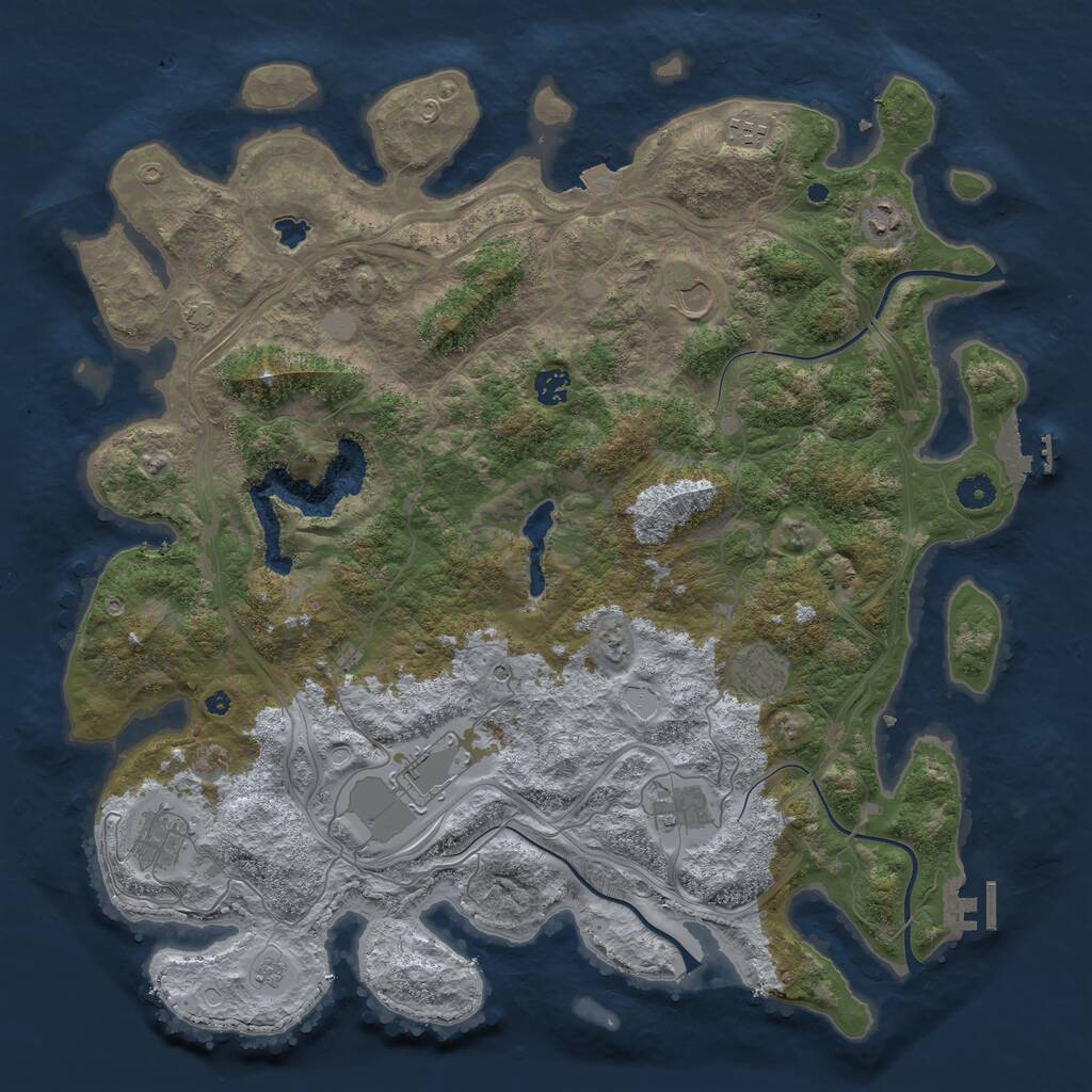 Rust Map: Procedural Map, Size: 4444, Seed: 905202, 14 Monuments