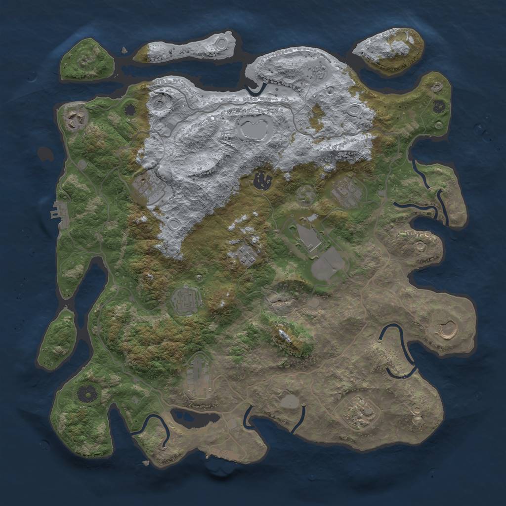 Rust Map: Procedural Map, Size: 4000, Seed: 689433, 19 Monuments