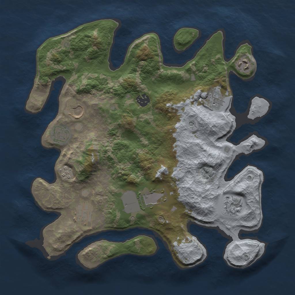 Rust Map: Barren, Size: 3500, Seed: 2362764, 12 Monuments