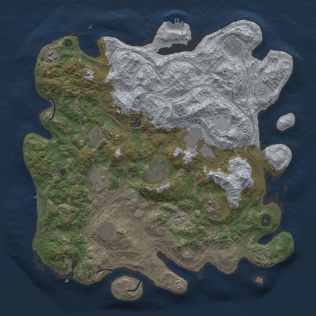 Rust Map: Procedural Map, Size: 4250, Seed: 3333, 17 Monuments