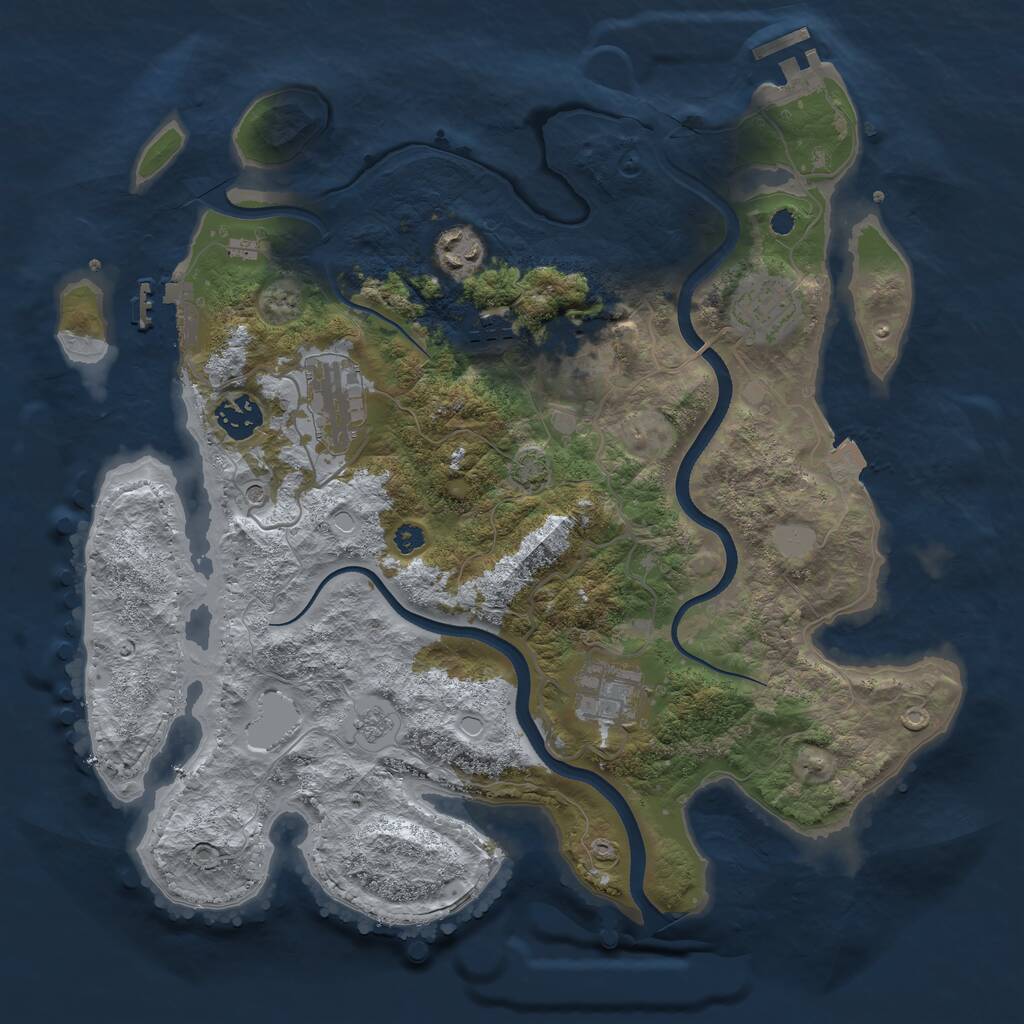 Rust Map: Procedural Map, Size: 3500, Seed: 1156728365, 13 Monuments