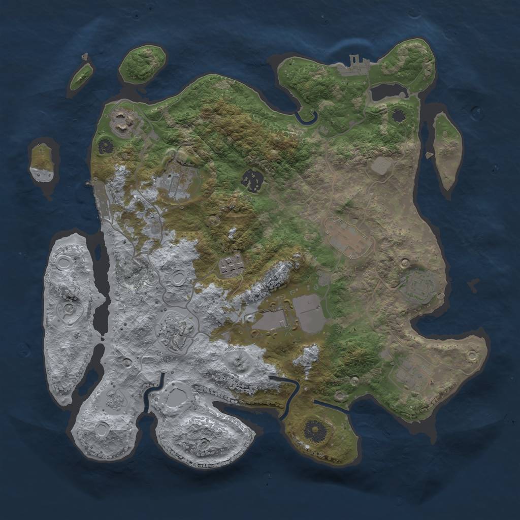 Rust Map: Procedural Map, Size: 3500, Seed: 1156728365, 18 Monuments