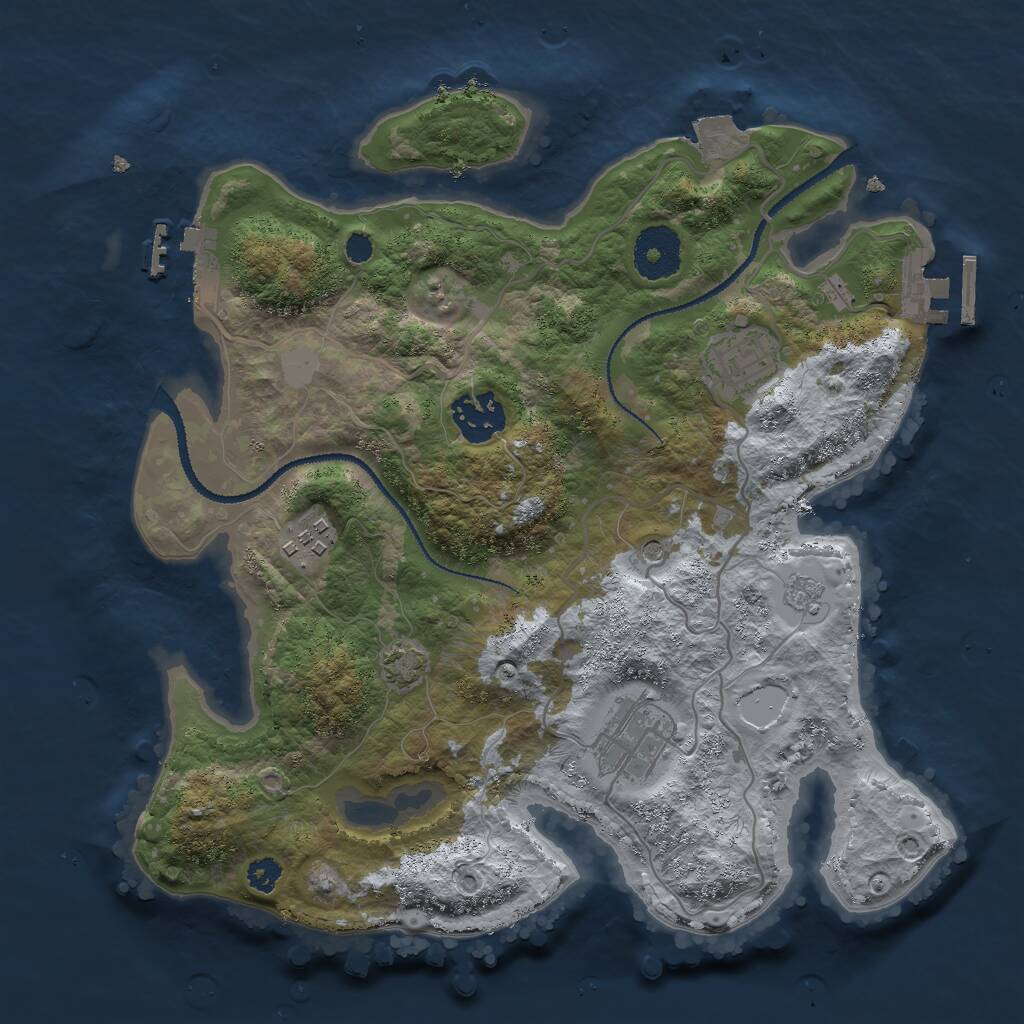 Rust Map: Procedural Map, Size: 3000, Seed: 568238341, 10 Monuments