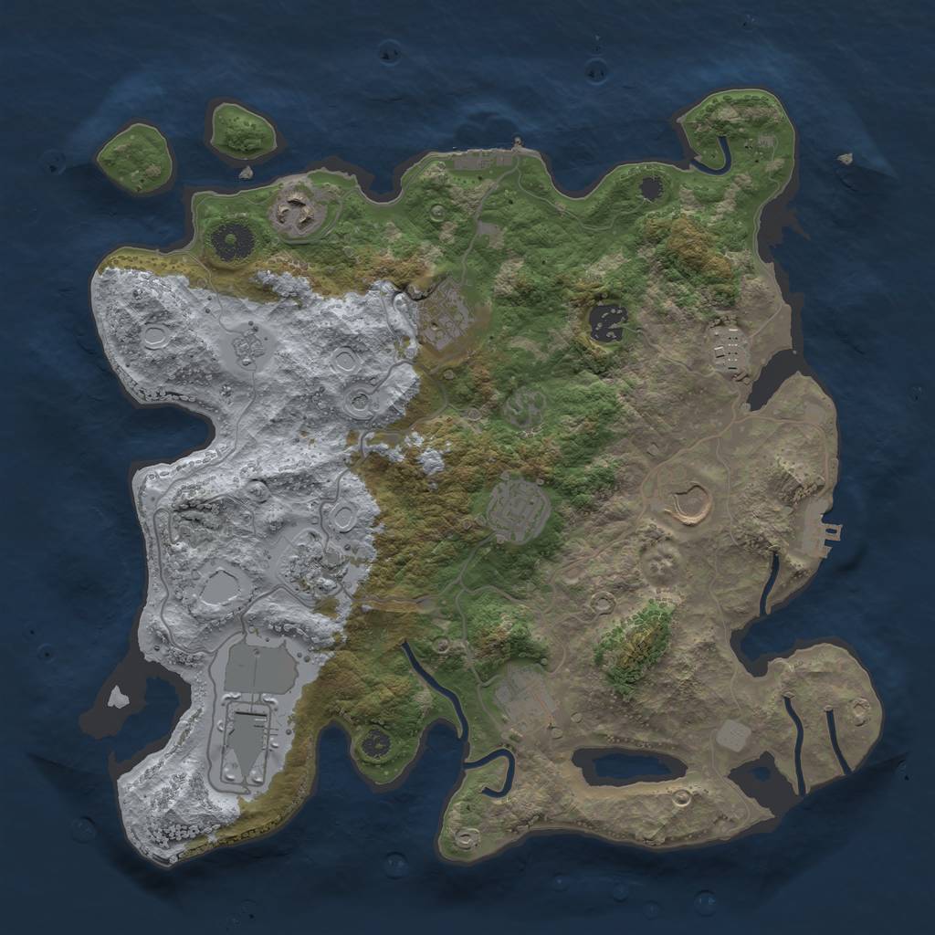 Rust Map: Procedural Map, Size: 3500, Seed: 921523532, 16 Monuments