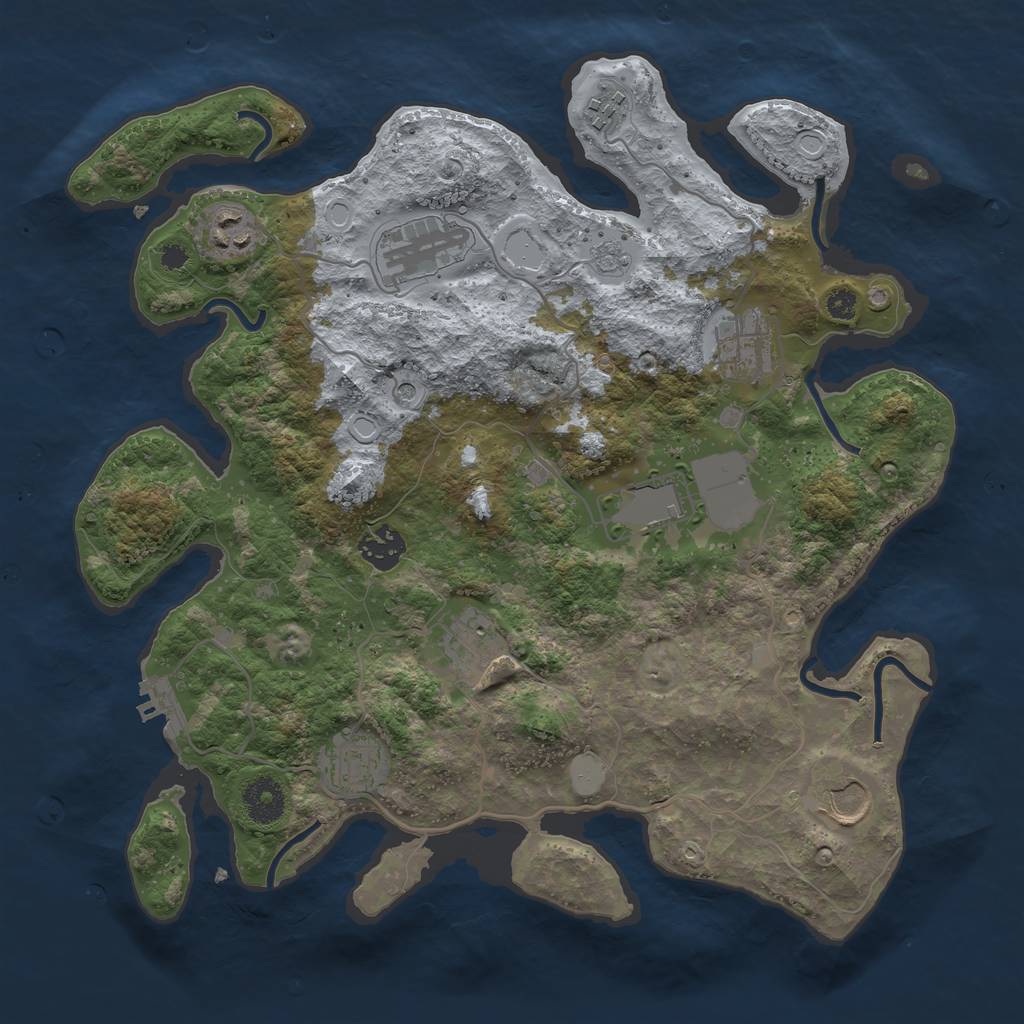 Rust Map: Procedural Map, Size: 3500, Seed: 41751047, 17 Monuments