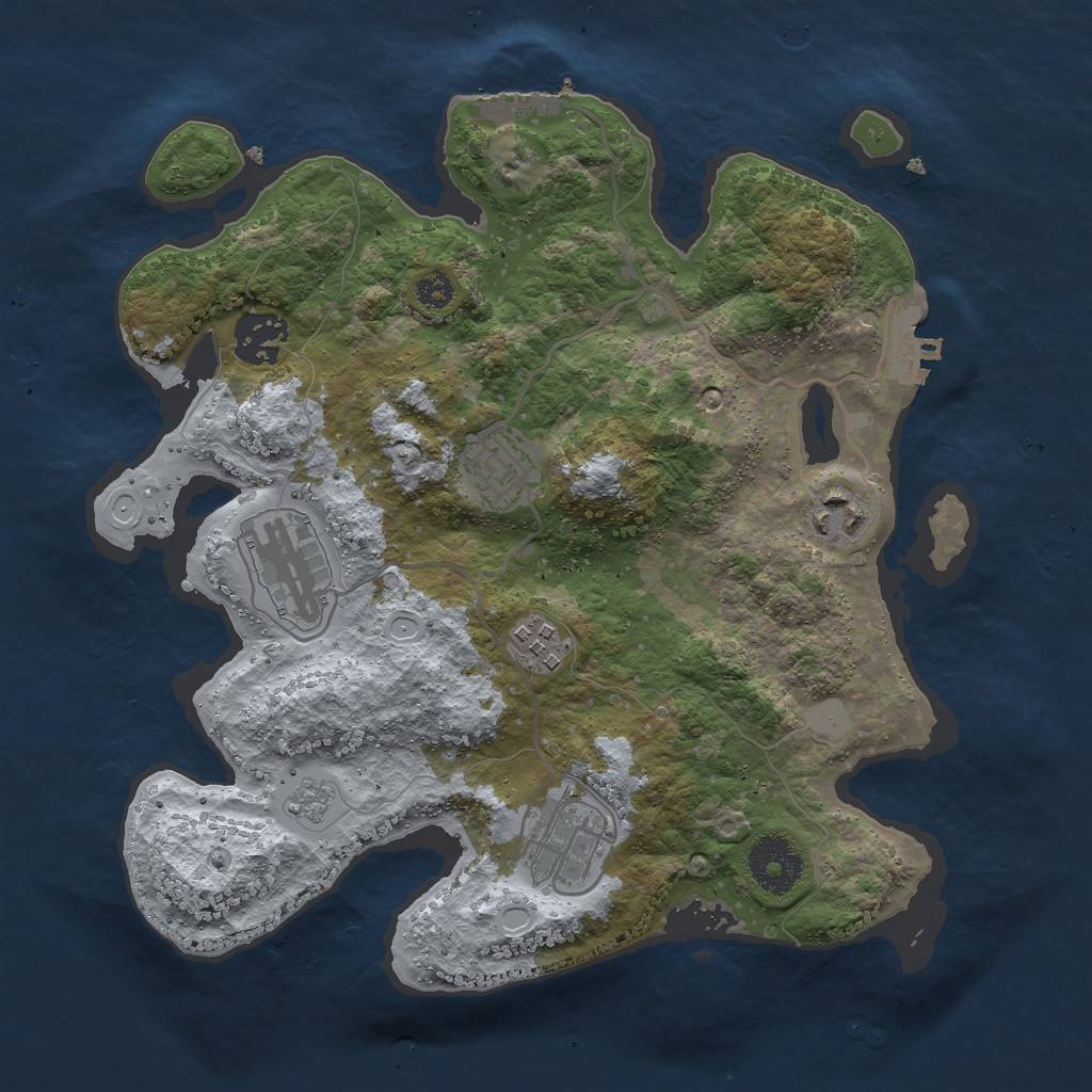 Rust Map: Procedural Map, Size: 3000, Seed: 122222333, 14 Monuments