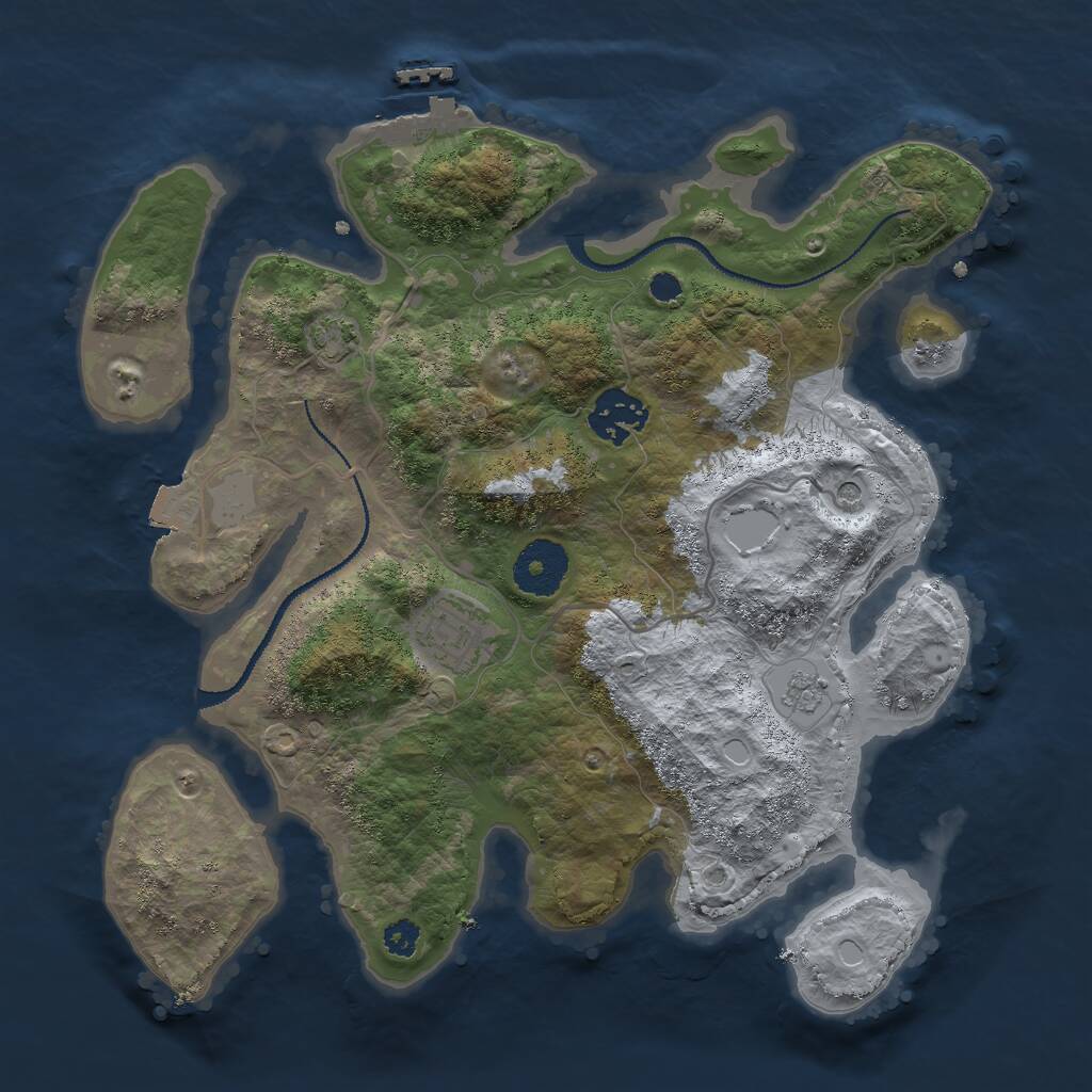Rust Map: Procedural Map, Size: 3000, Seed: 1830643575, 7 Monuments