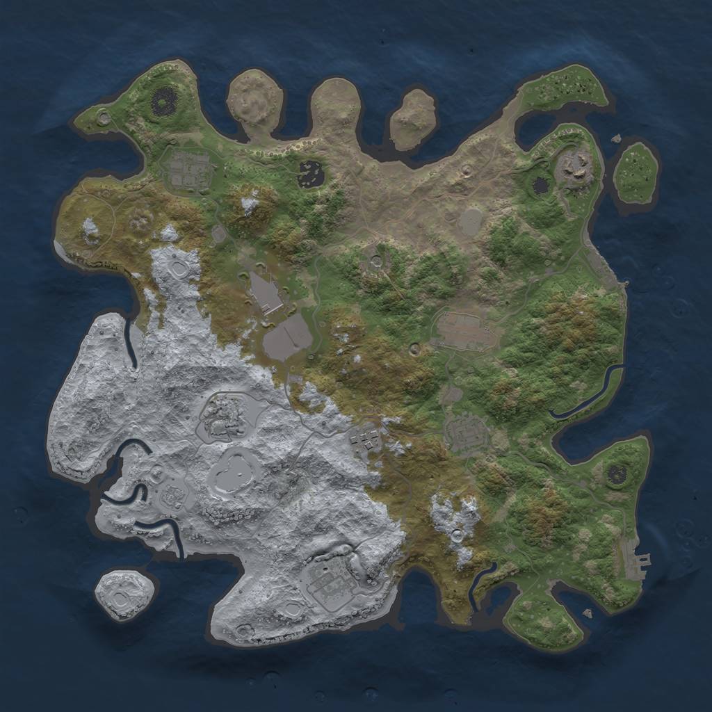 Rust Map: Procedural Map, Size: 3750, Seed: 32158, 16 Monuments