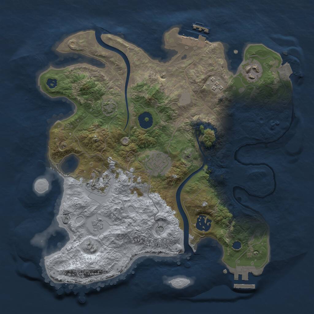 Rust Map: Procedural Map, Size: 3000, Seed: 1336217342, 11 Monuments