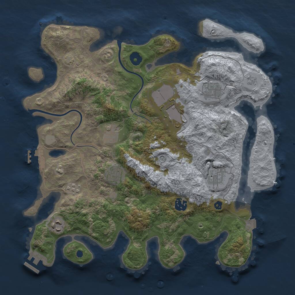 Rust Map: Procedural Map, Size: 3500, Seed: 865881580, 14 Monuments