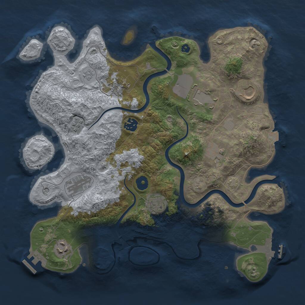 Rust Map: Procedural Map, Size: 3500, Seed: 80626533, 15 Monuments