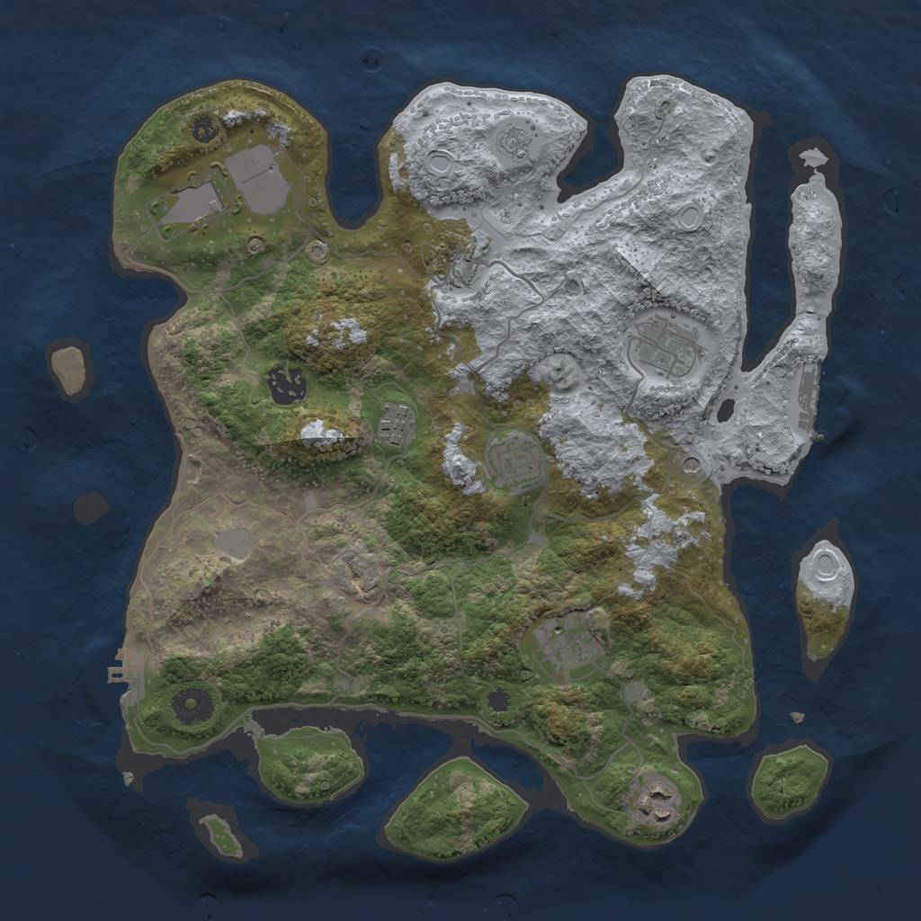 Rust Map: Procedural Map, Size: 3500, Seed: 90835529, 17 Monuments