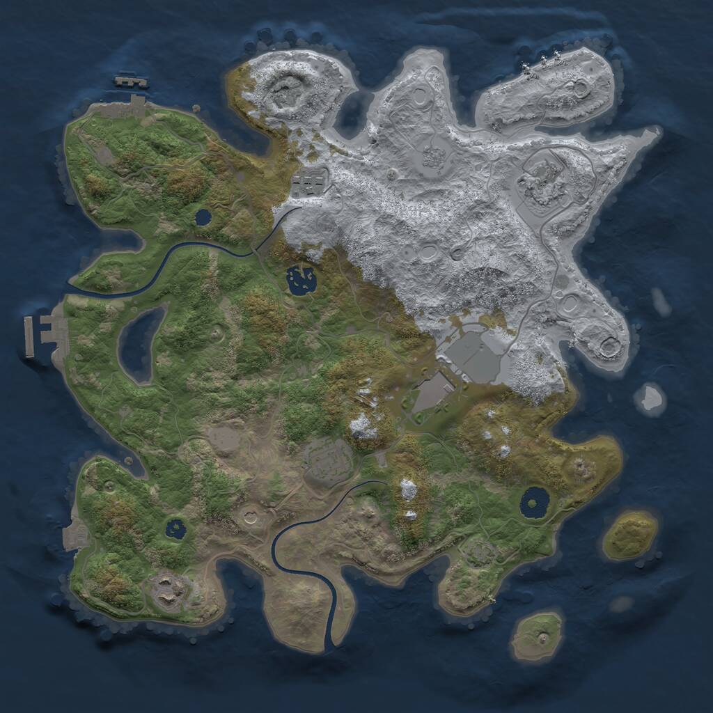 Rust Map: Procedural Map, Size: 3500, Seed: 420737382, 12 Monuments