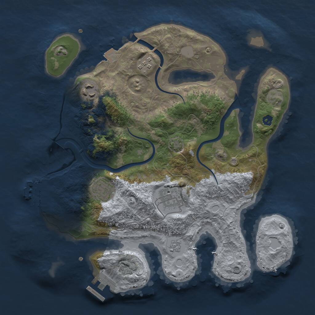 Rust Map: Procedural Map, Size: 3000, Seed: 4410, 9 Monuments