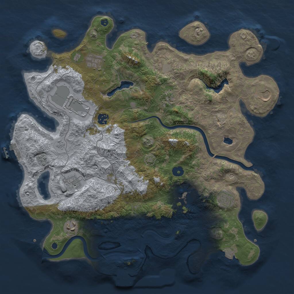 Rust Map: Procedural Map, Size: 4000, Seed: 969290006, 16 Monuments
