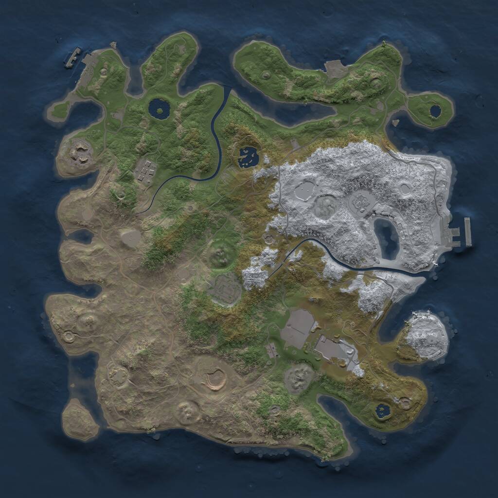 Rust Map: Procedural Map, Size: 3500, Seed: 224637639, 12 Monuments