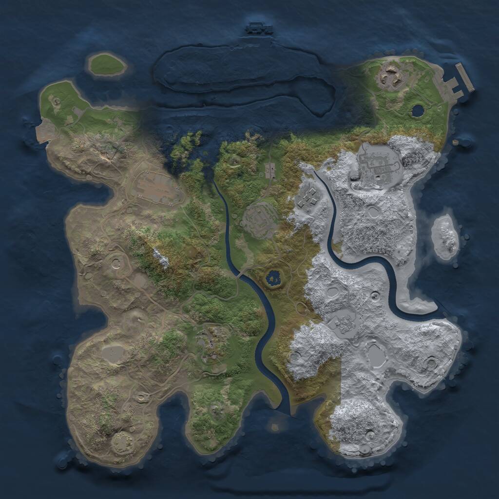 Rust Map: Procedural Map, Size: 3250, Seed: 58945200, 12 Monuments