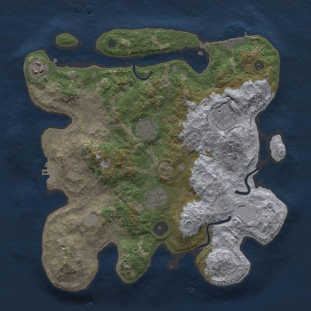 Rust Map: Procedural Map, Size: 3250, Seed: 58945200, 12 Monuments