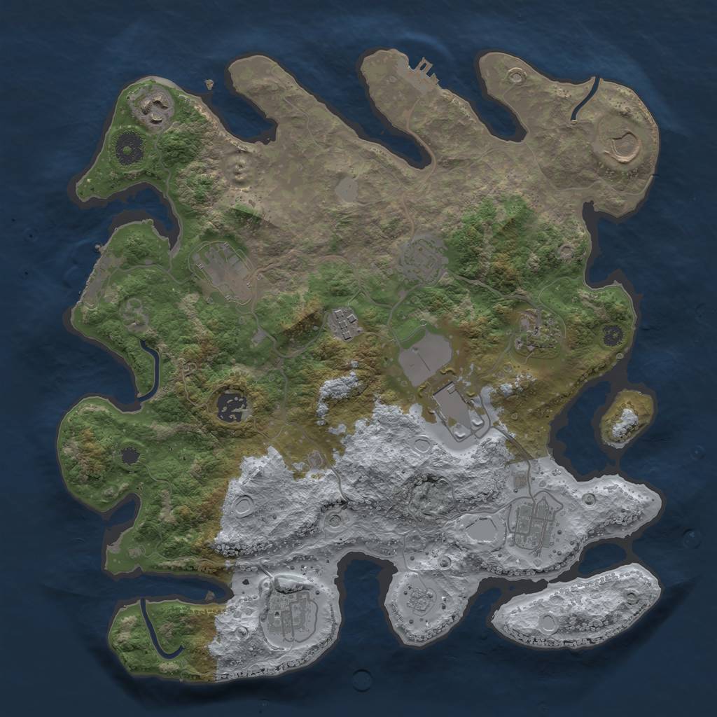 Rust Map: Procedural Map, Size: 3500, Seed: 1149436117, 19 Monuments