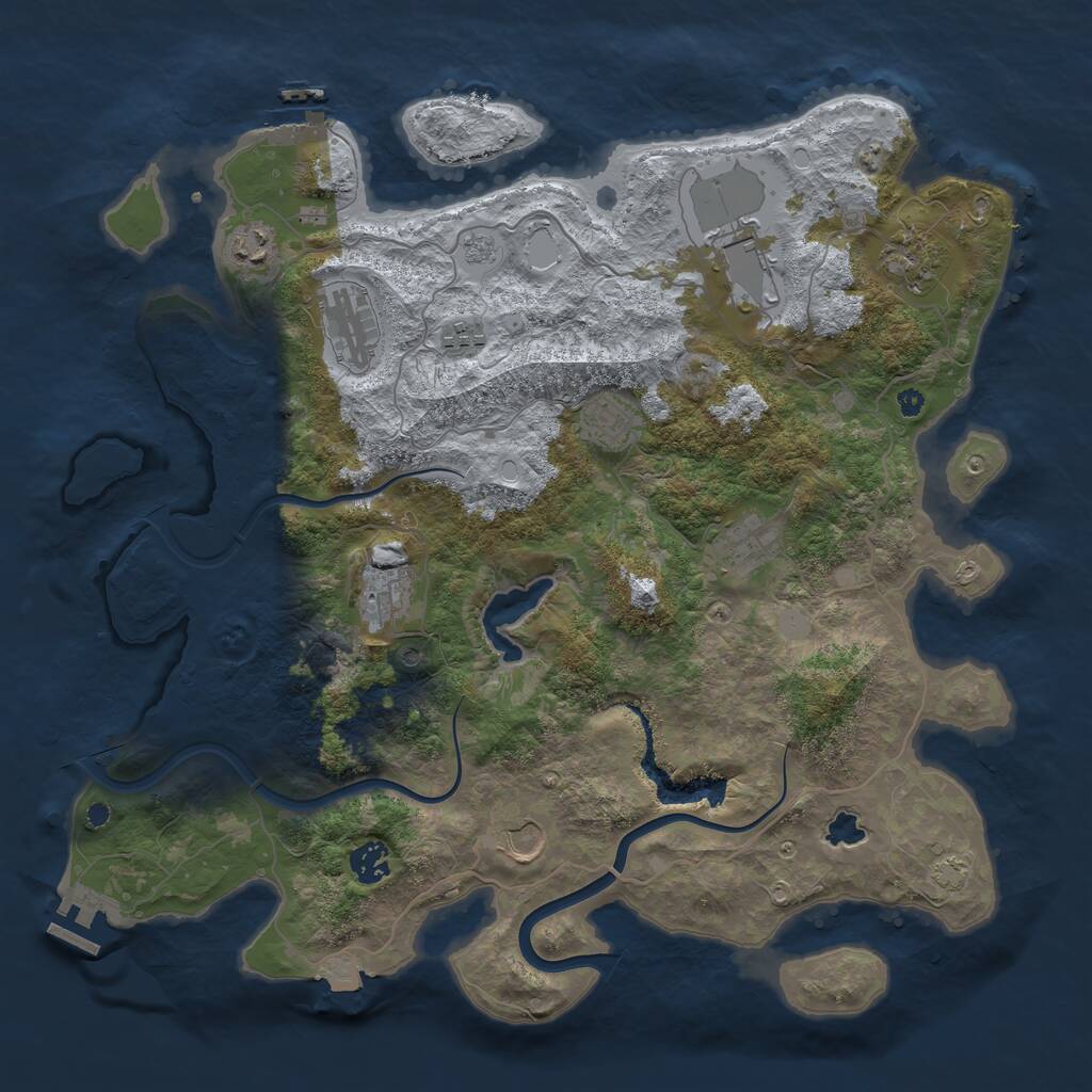 Rust Map: Procedural Map, Size: 4000, Seed: 15256, 16 Monuments