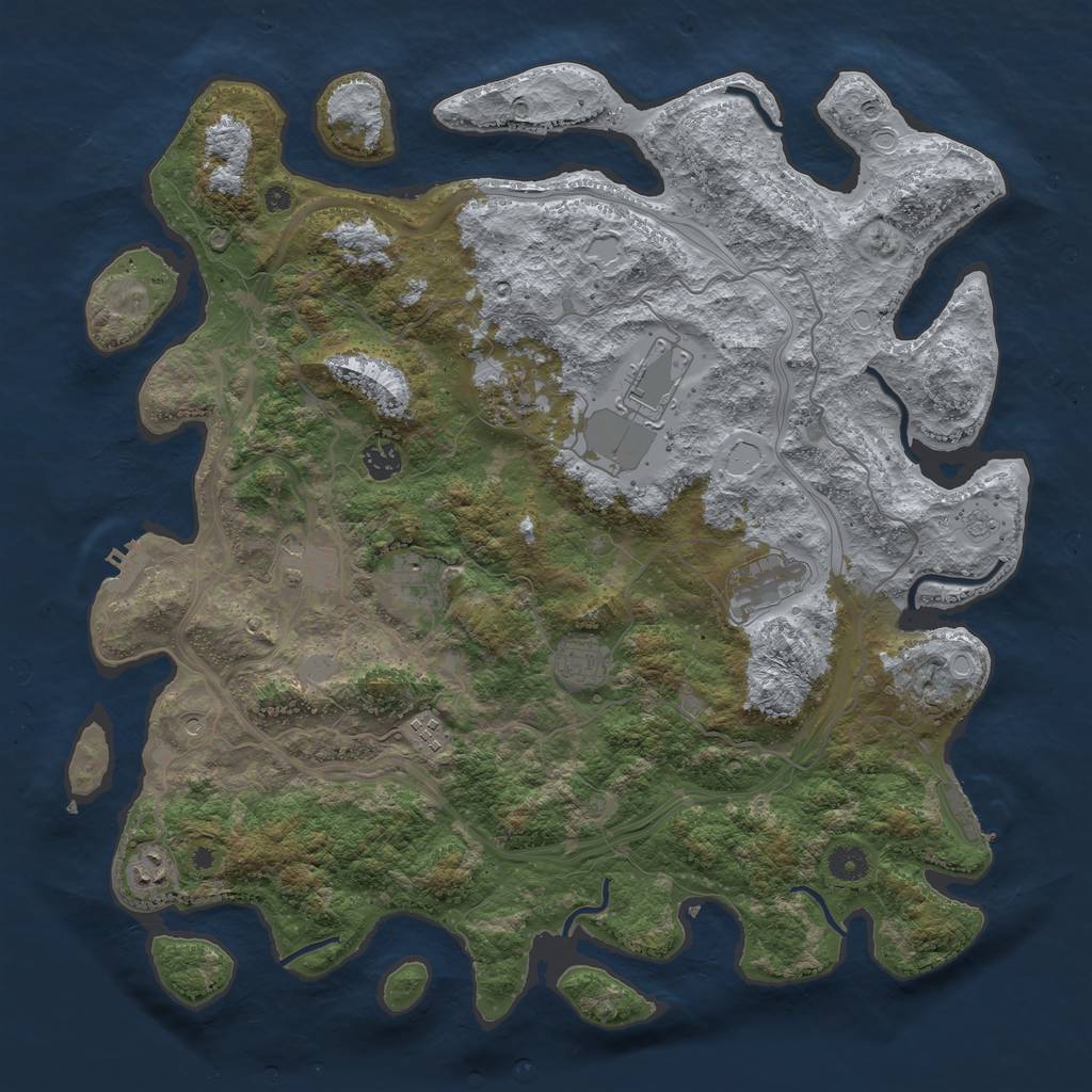 Rust Map: Procedural Map, Size: 4300, Seed: 1279343526, 18 Monuments