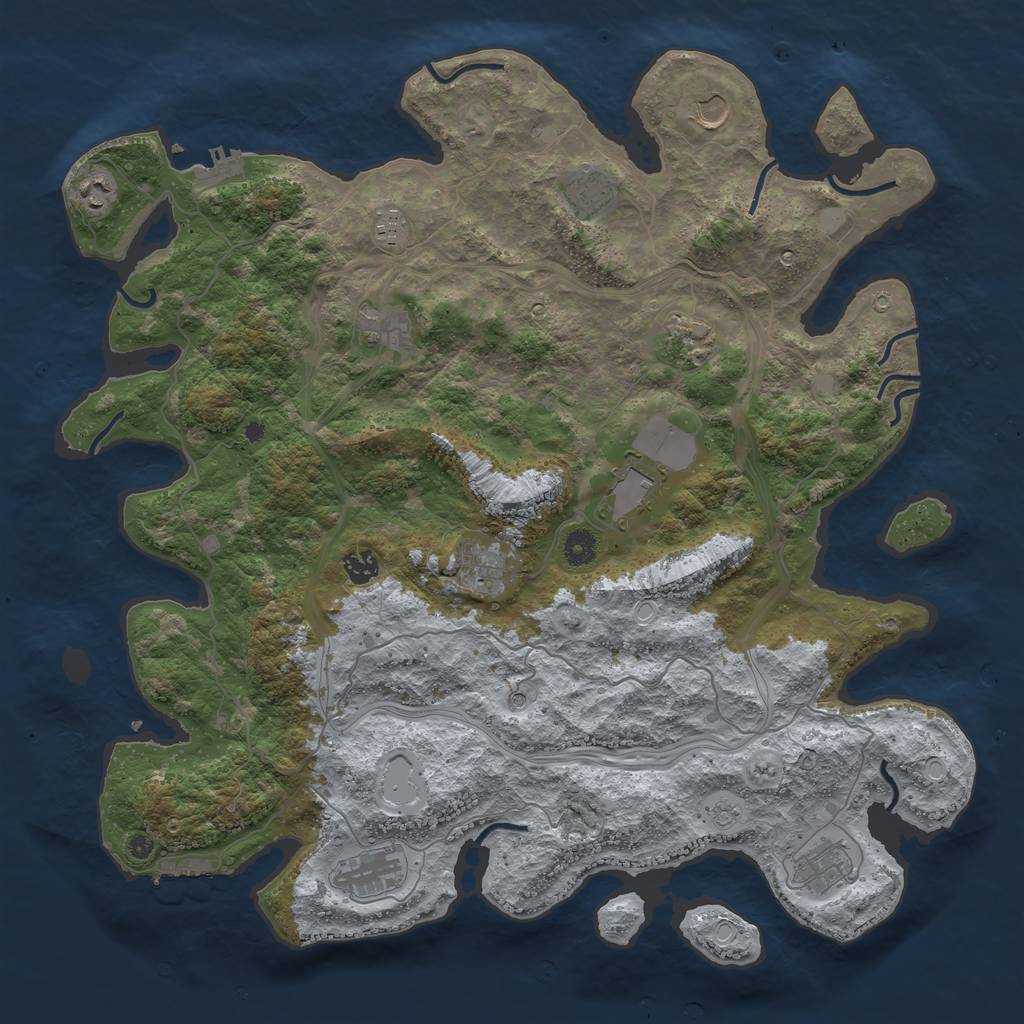 Rust Map: Procedural Map, Size: 4444, Seed: 994463, 20 Monuments