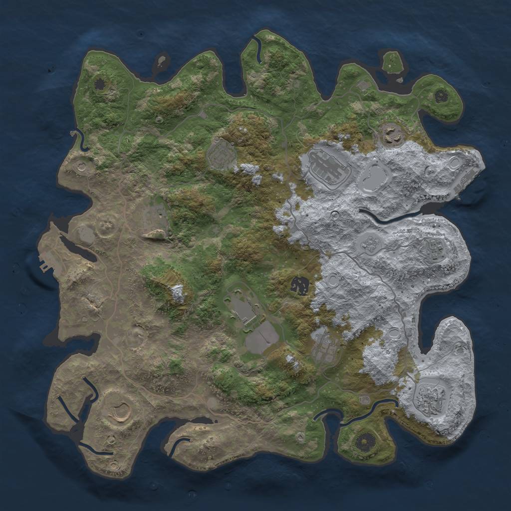 Rust Map: Procedural Map, Size: 4000, Seed: 1690871285, 19 Monuments