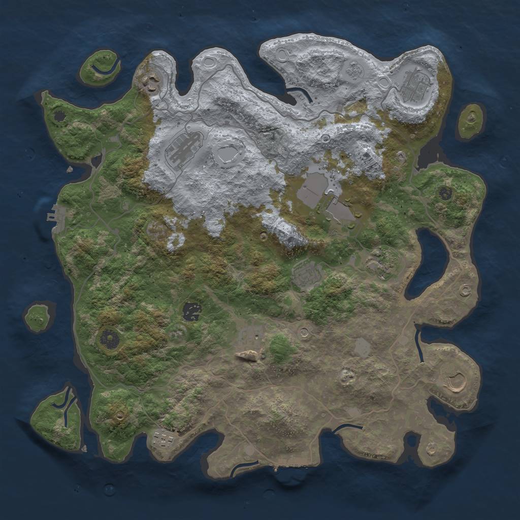 Rust Map: Procedural Map, Size: 4000, Seed: 927649045, 19 Monuments