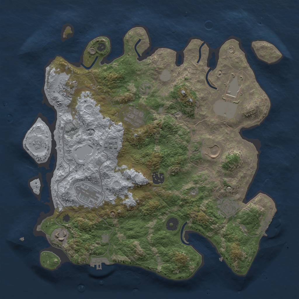 Rust Map: Procedural Map, Size: 3500, Seed: 925911808, 18 Monuments