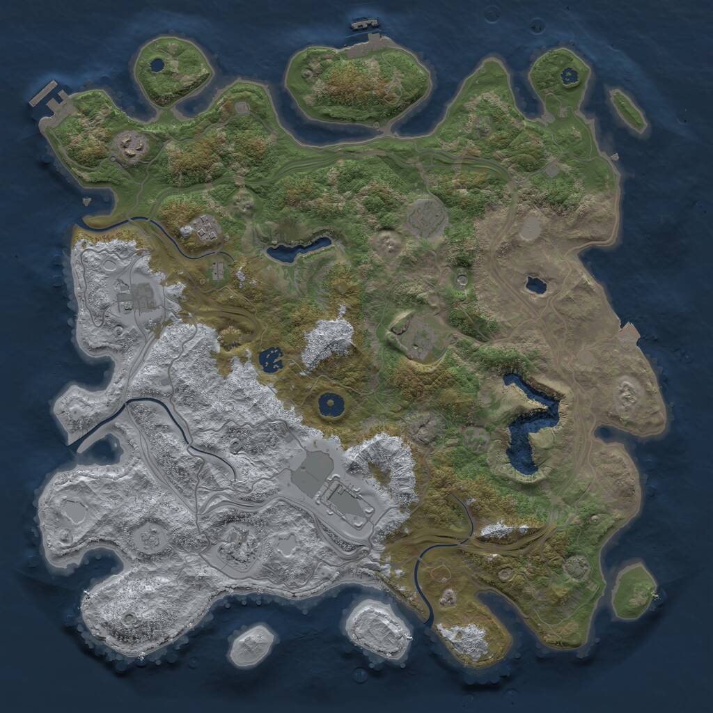 Rust Map: Procedural Map, Size: 4250, Seed: 1238974820, 14 Monuments