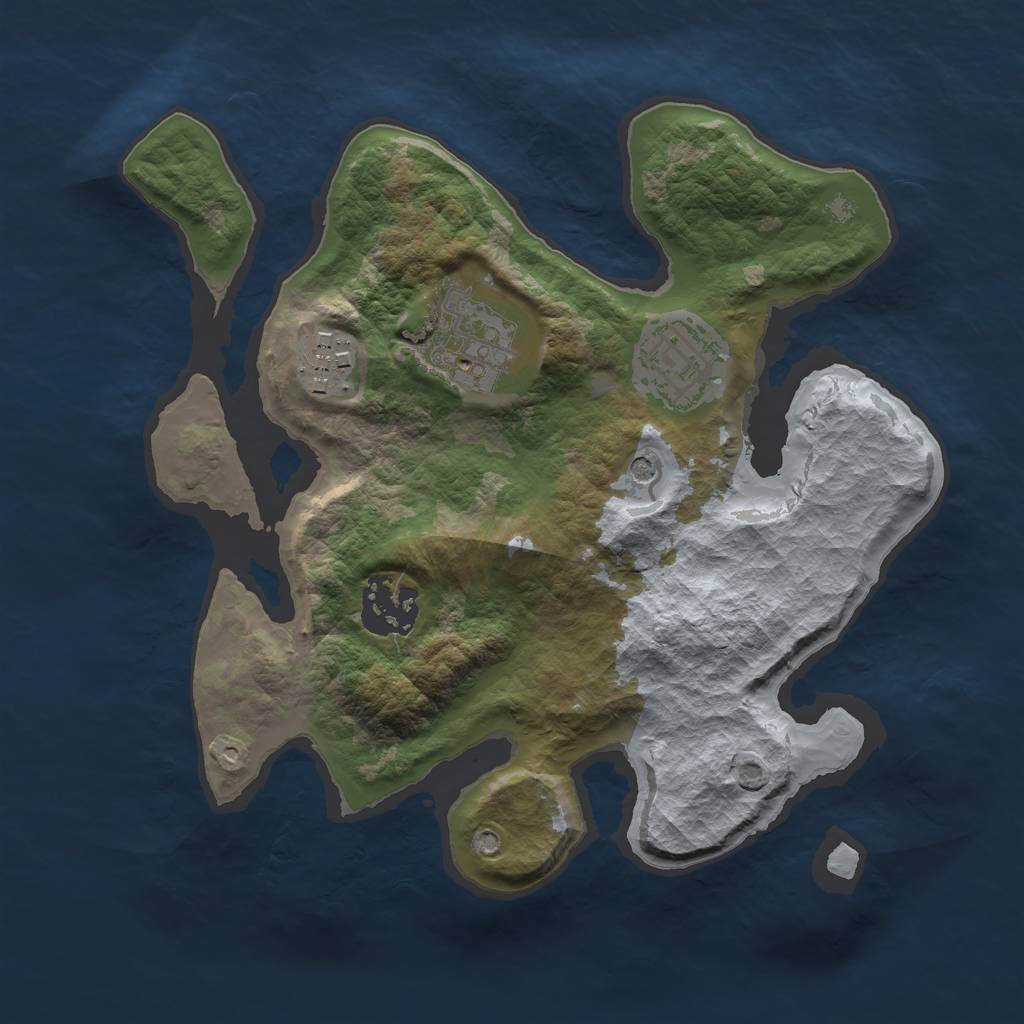Rust Map: Barren, Size: 2500, Seed: 269538, 7 Monuments