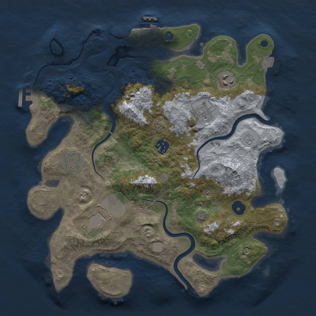 Rust Map: Procedural Map, Size: 3500, Seed: 583696828, 12 Monuments