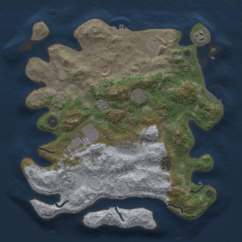 Rust Map: Procedural Map, Size: 3500, Seed: 56338067, 18 Monuments