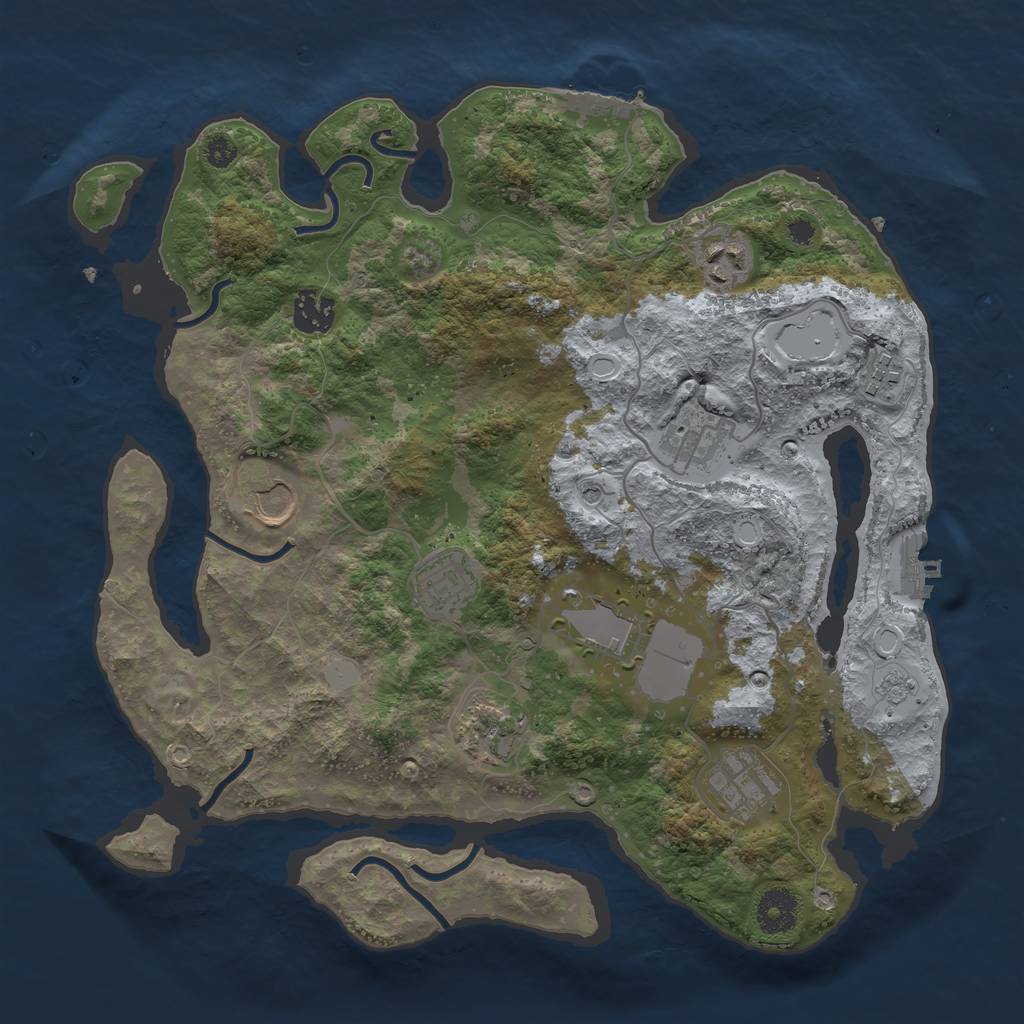 Rust Map: Procedural Map, Size: 3500, Seed: 20328, 18 Monuments