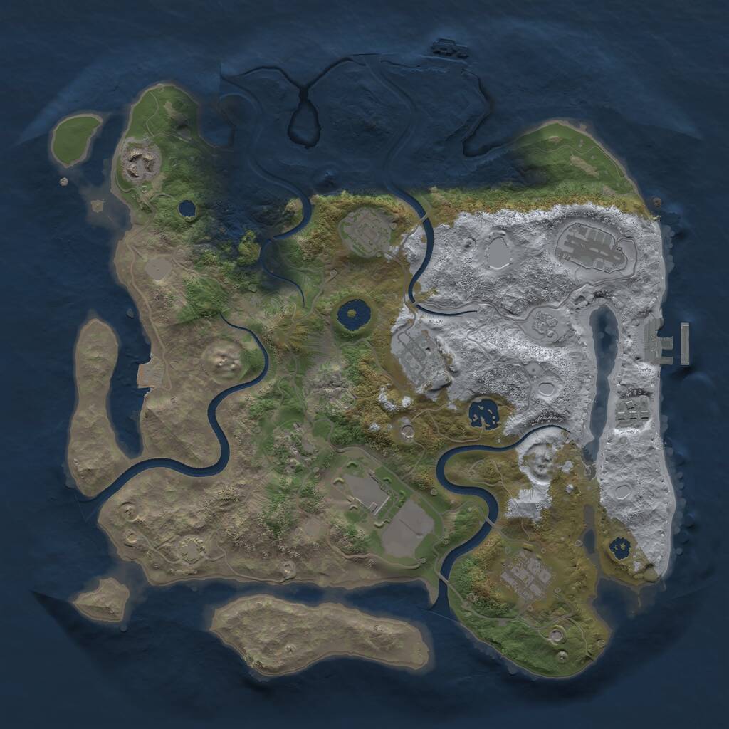 Rust Map: Procedural Map, Size: 3500, Seed: 20328, 15 Monuments