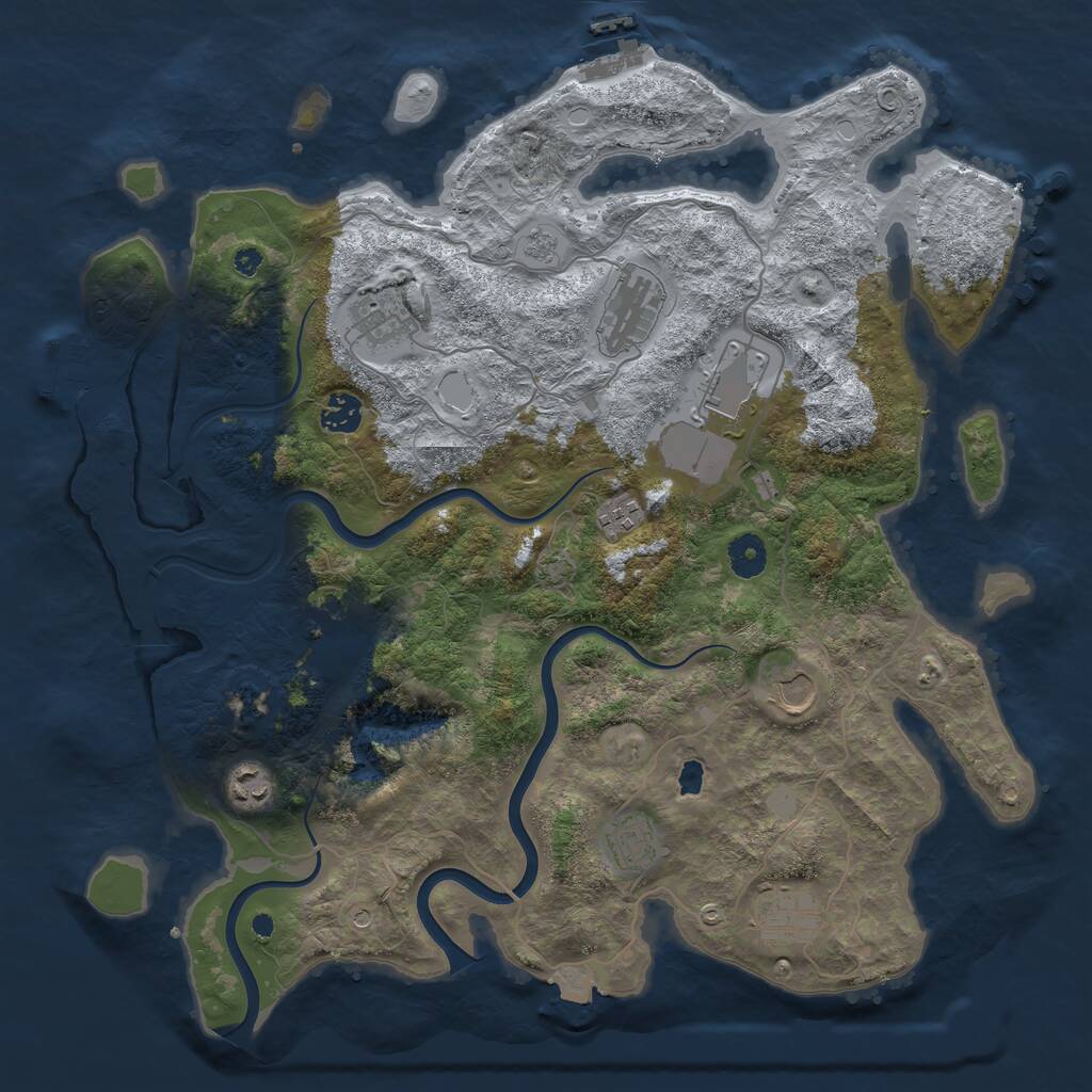 Rust Map: Procedural Map, Size: 4000, Seed: 12350, 16 Monuments