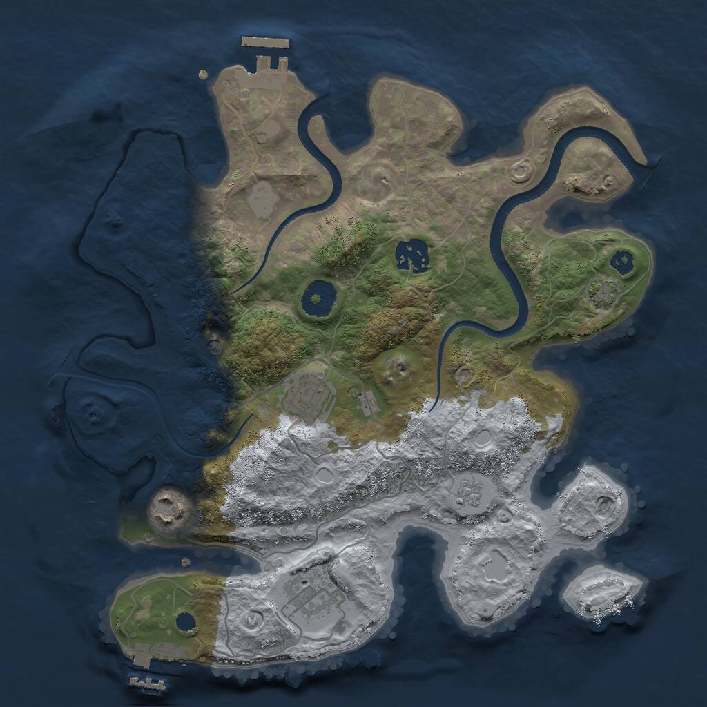 Rust Map: Procedural Map, Size: 3000, Seed: 1149436117, 10 Monuments