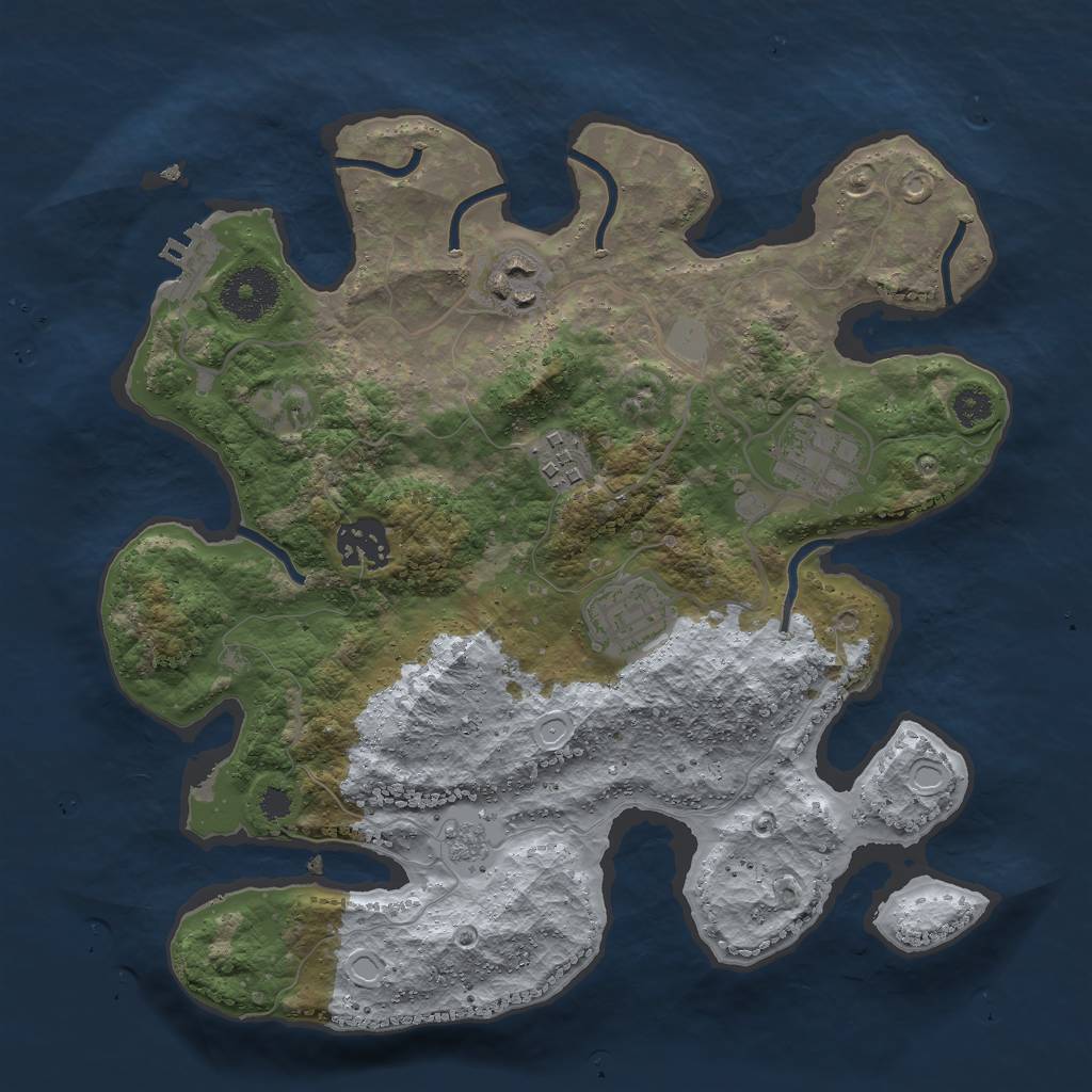 Rust Map: Procedural Map, Size: 3000, Seed: 1149436117, 12 Monuments