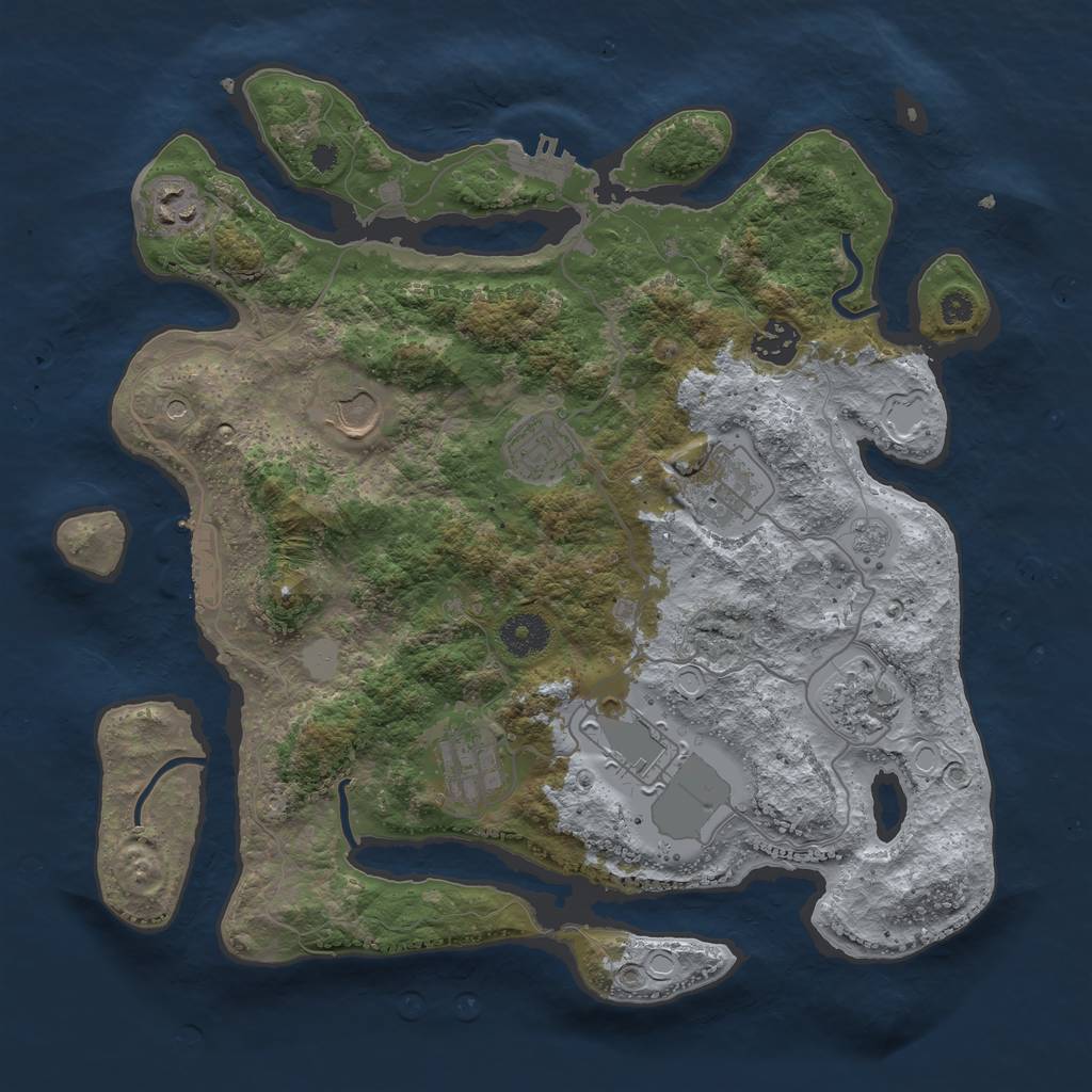 Rust Map: Procedural Map, Size: 3550, Seed: 75778658, 17 Monuments