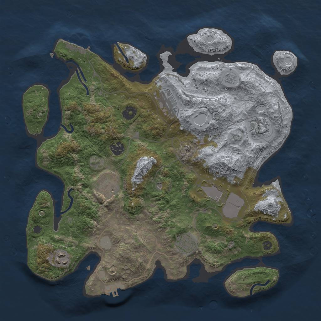 Rust Map: Procedural Map, Size: 3500, Seed: 19952965, 16 Monuments