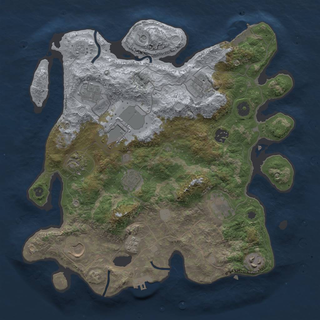 Rust Map: Procedural Map, Size: 3500, Seed: 1133086554, 19 Monuments