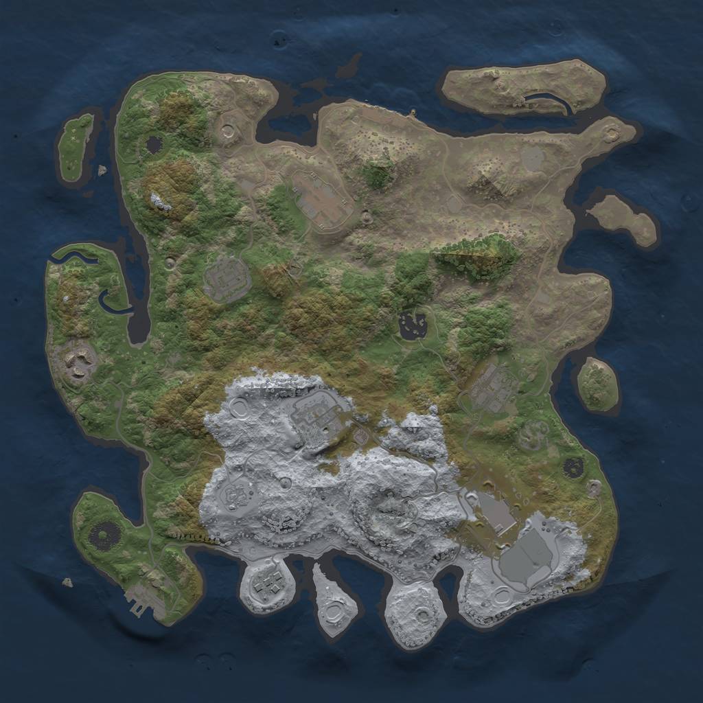 Rust Map: Procedural Map, Size: 3500, Seed: 35708474, 17 Monuments
