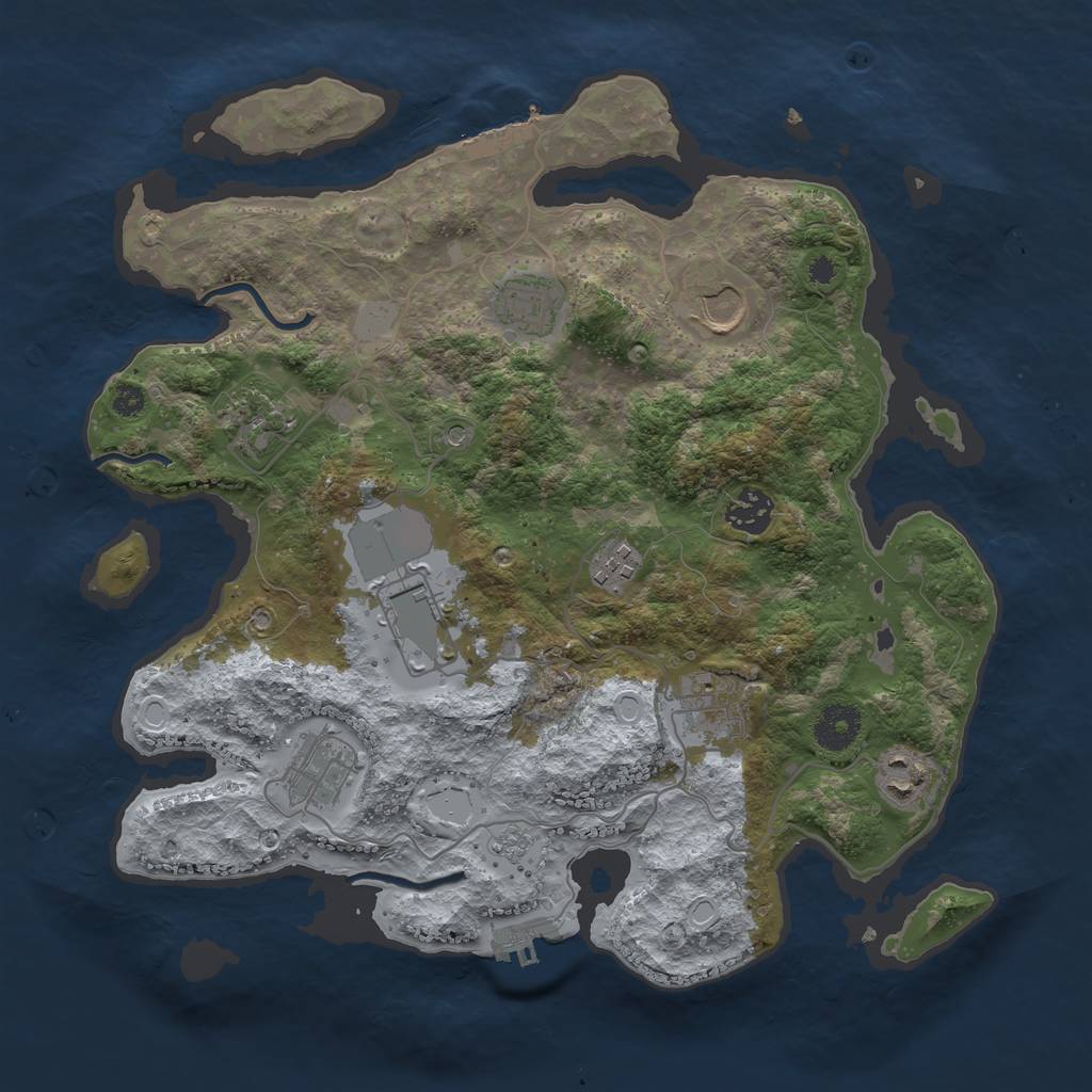 Rust Map: Procedural Map, Size: 3500, Seed: 70056784, 18 Monuments