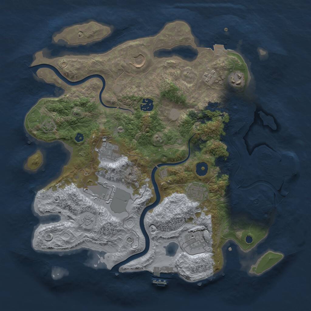 Rust Map: Procedural Map, Size: 3500, Seed: 70056784, 14 Monuments