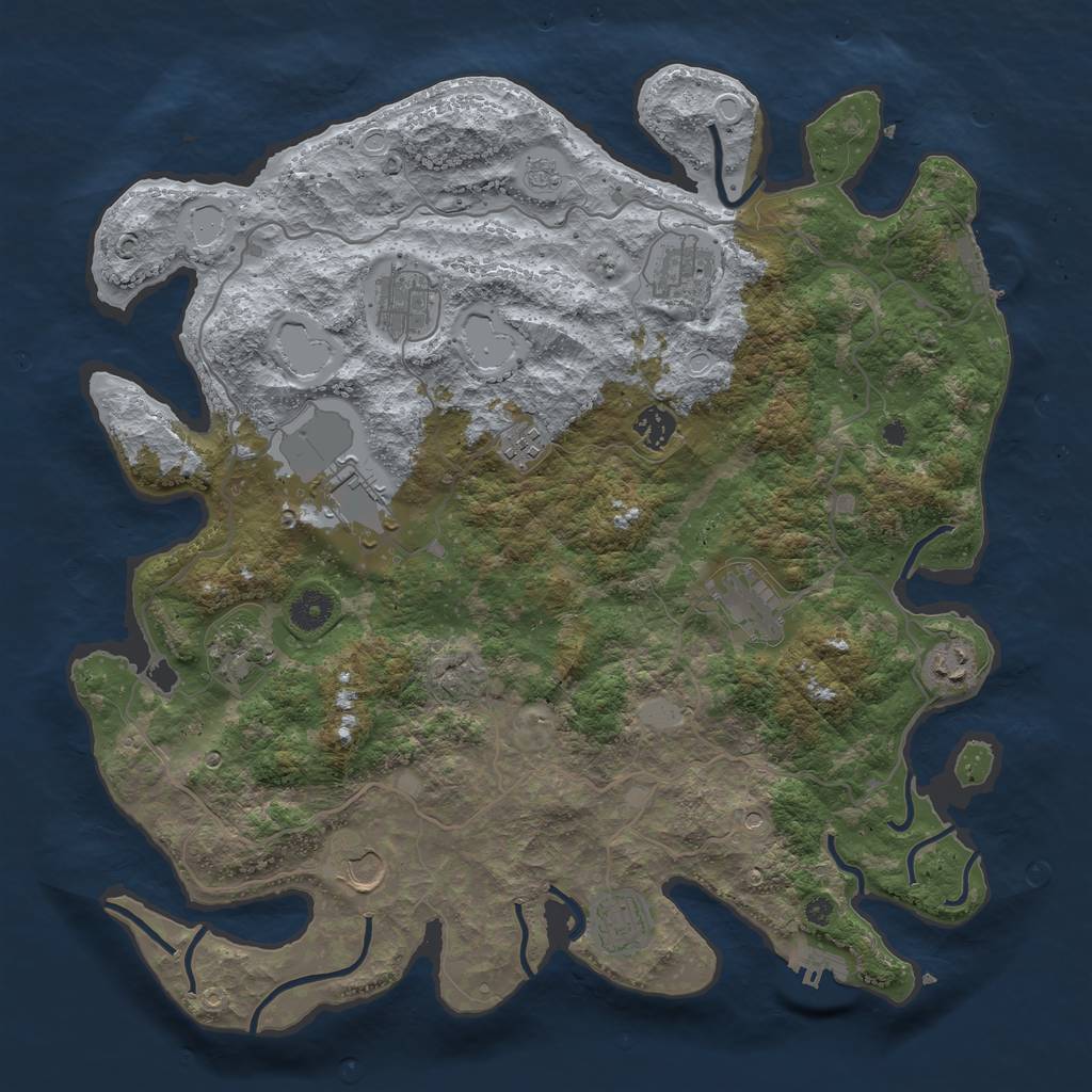Rust Map: Procedural Map, Size: 4000, Seed: 10535341, 19 Monuments