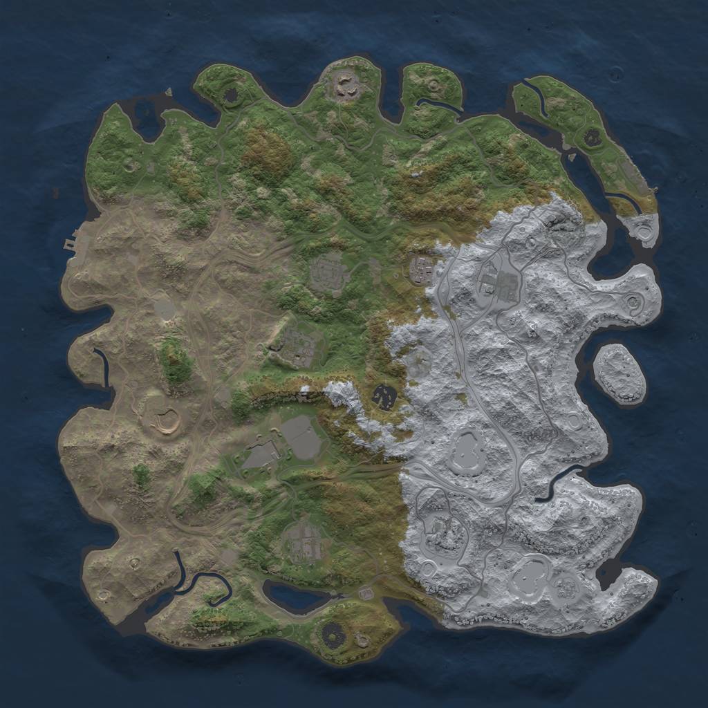 Rust Map: Procedural Map, Size: 4250, Seed: 1266505049, 19 Monuments