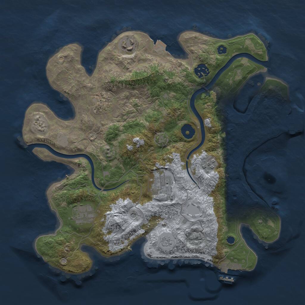Rust Map: Procedural Map, Size: 3250, Seed: 389801303, 12 Monuments